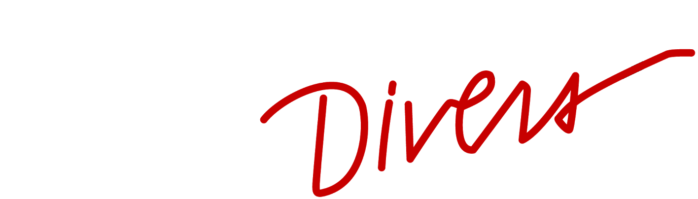Red handwritten script spelling 'Divers' on white background.
